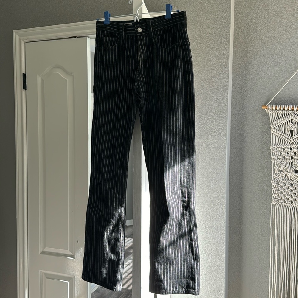 Zara, size 4, black with white pin striped jeans